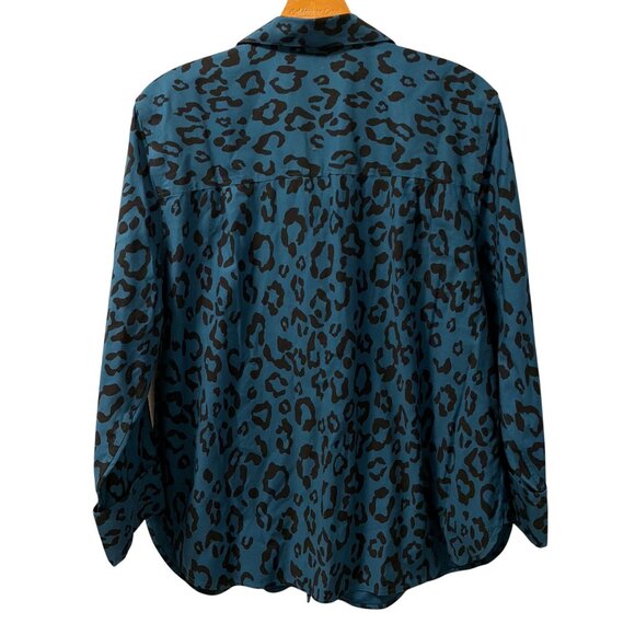 Chicos Teal & Black Leopard Print Button-Up Shirt Size 14 women shirt - Picture 10 of 12